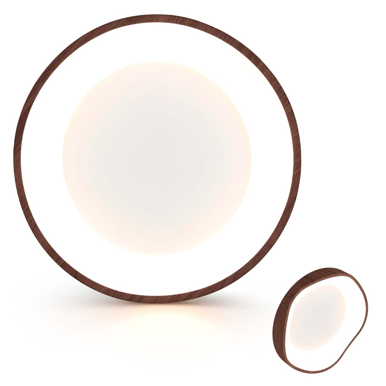Costway LED Mount Ceiling Light 24W 3000K Lamp Fixture Wood Pattern Living Room Brown/Natural